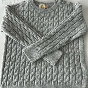 Michael Kors Light Gray Cable Knit Crewneck Sweater L